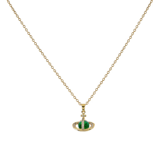 Green Orb Gold Pendant Chain Necklace For Women – a part of our trendy women's necklaces collection for modern styles
