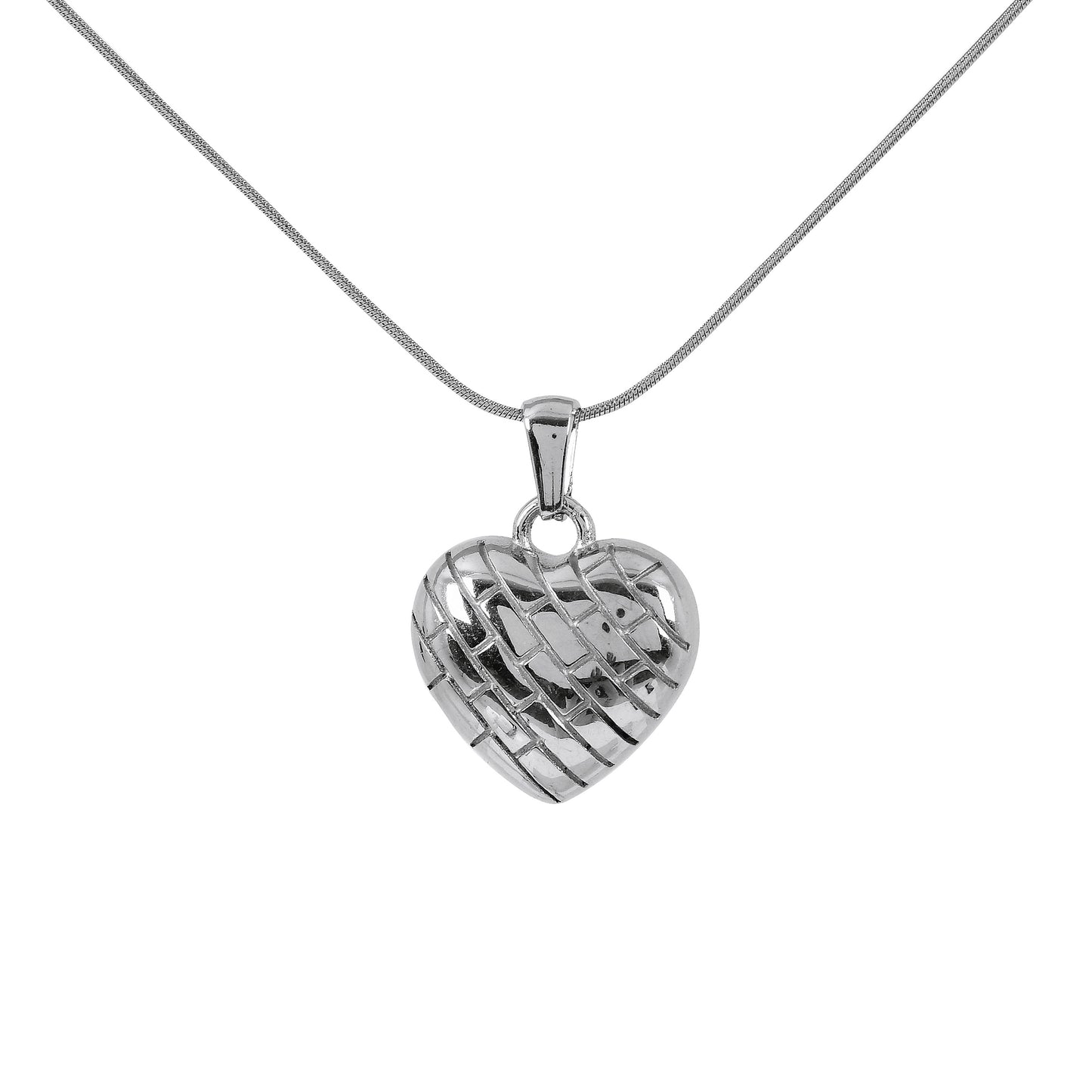 Silver Puffy Heart Necklace for Women – romantic heart pendant necklace, lightweight and adjustable