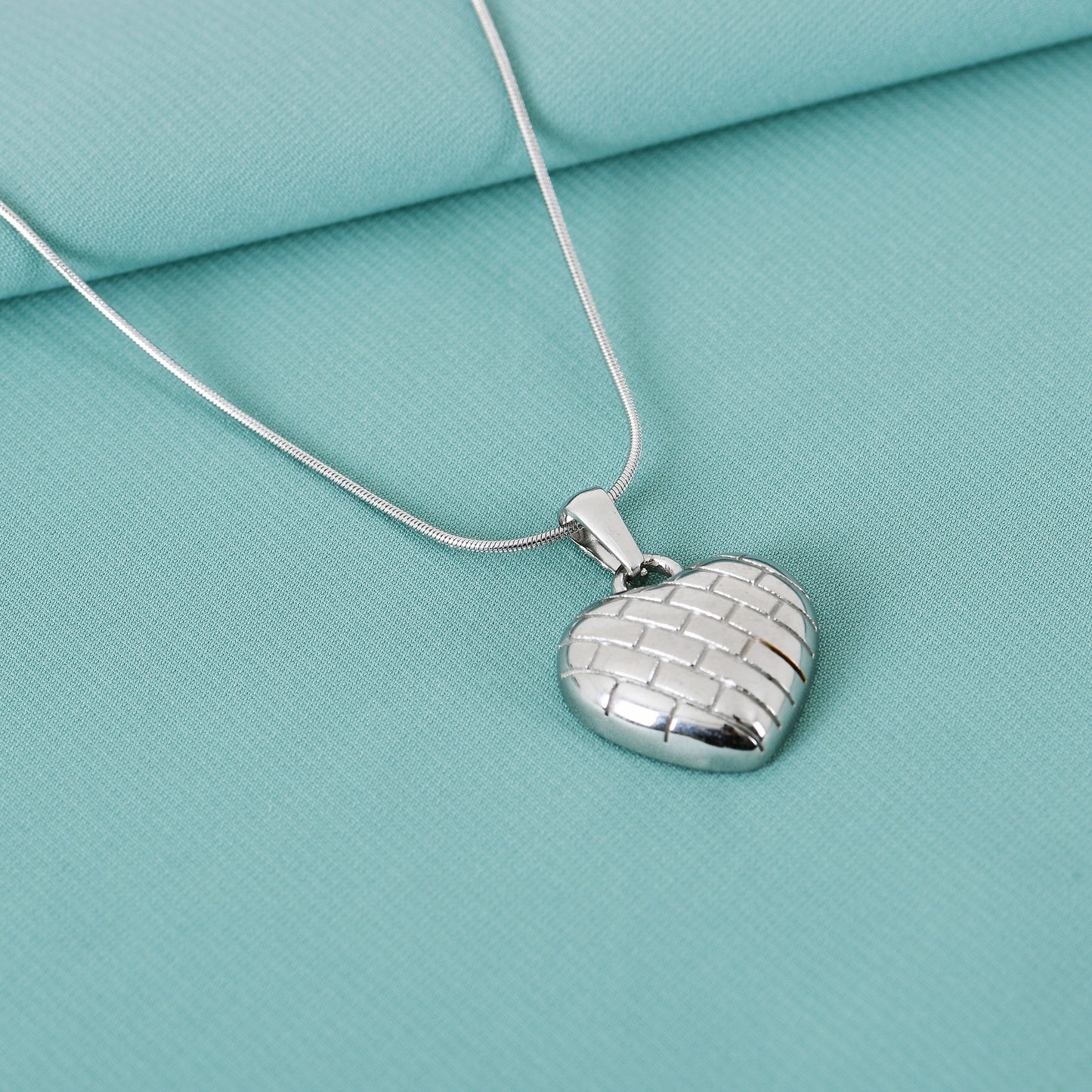 Silver Puffy Heart Necklace for Women – soft puffed heart shaped necklace with a polished silver finish