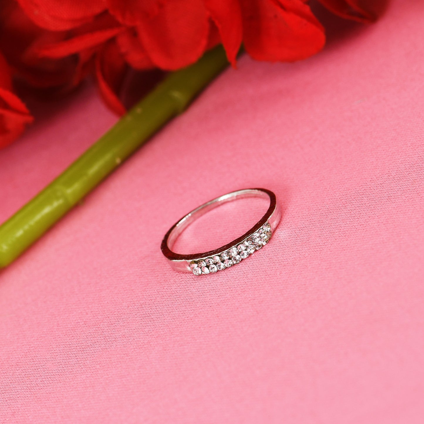 Stylish Silver CZ Rings For Women – Set of 4 round ring design for timeless elegance