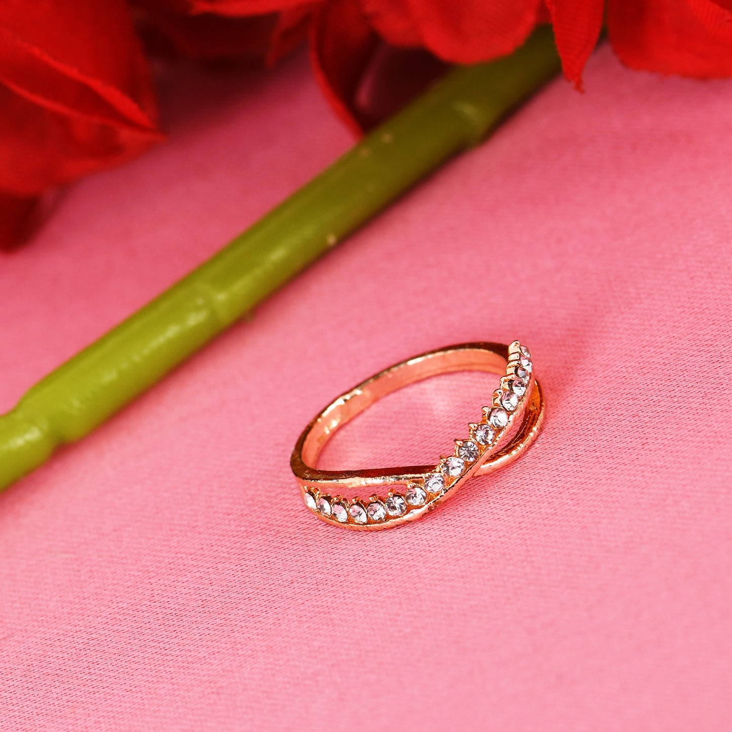 Women’s CZ Combo Rings – 4 Set with elegant rose ring design for women
