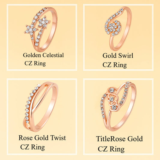 Women’s CZ Combo Rings – 4 Set