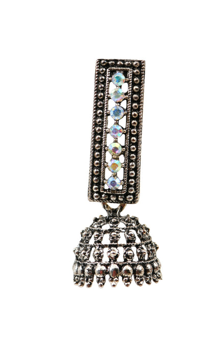 Oxidised Mirror Jhumka Earrings