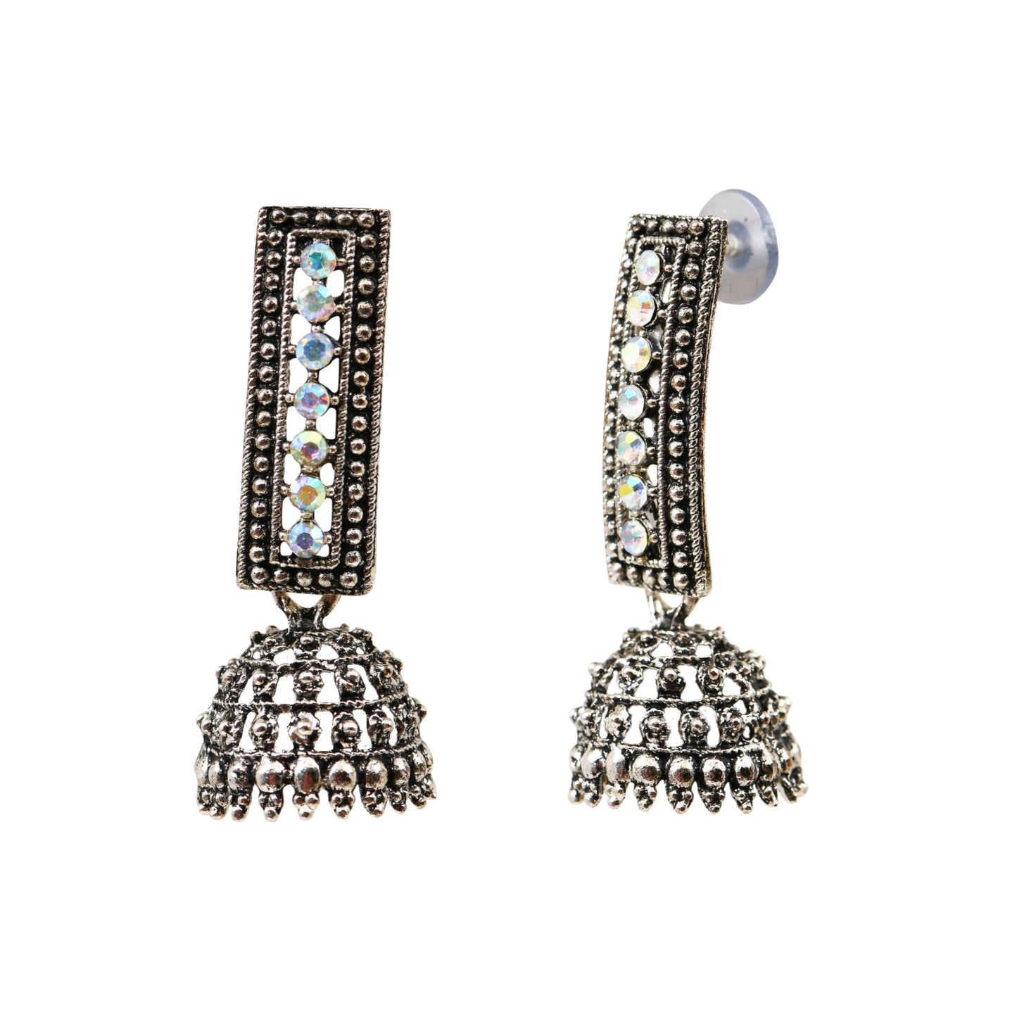 Oxidised Mirror Jhumka Earrings