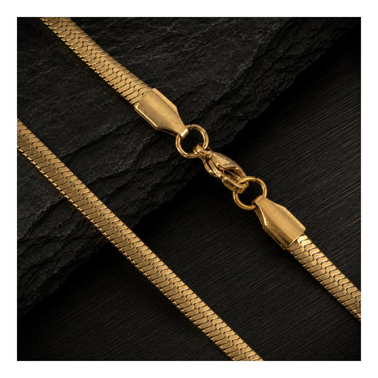 Men Gold Flat Snake Chain – 22 Inch