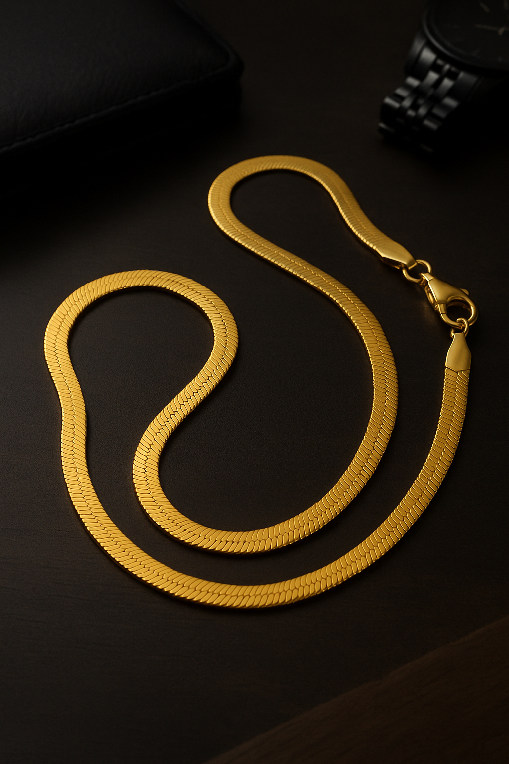 Men’s Gold Flat Snake Chain – 22 Inch