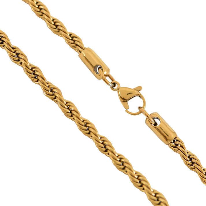 Men Rope Gold Bracelet and Chain Combo