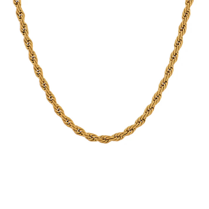 Men Rope Gold Bracelet and Chain Combo