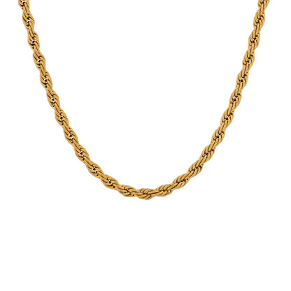 Men Rope Gold Bracelet and Chain Combo