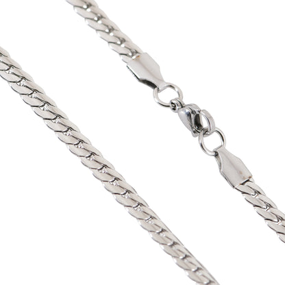 Men’s Silver Flat Curb Chain – 22 Inch