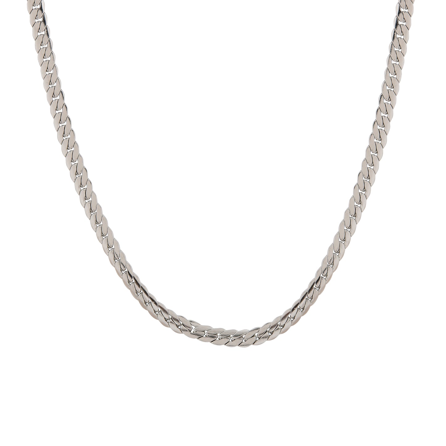 Men’s Silver Flat Curb Chain – 22 Inch