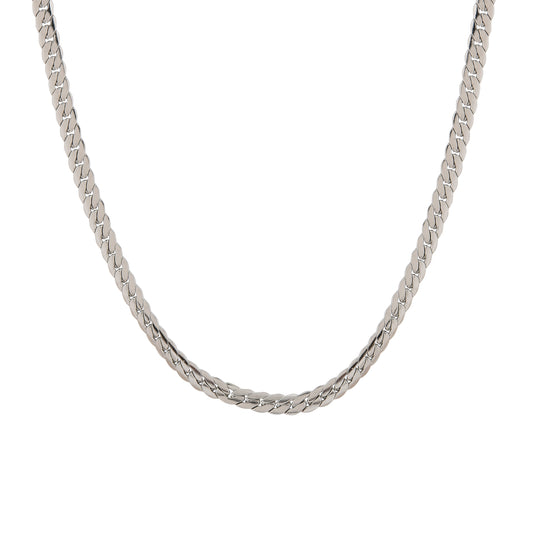 Men’s Silver Flat Curb Chain – 22 Inch