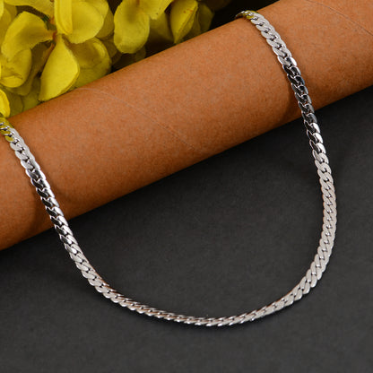 Men’s Silver Flat Curb Chain – 22 Inch