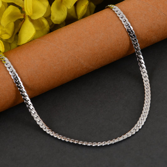 Men’s Silver Flat Curb Chain – 22 Inch