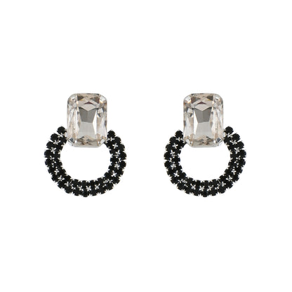 Silver Black Crystal Studs
