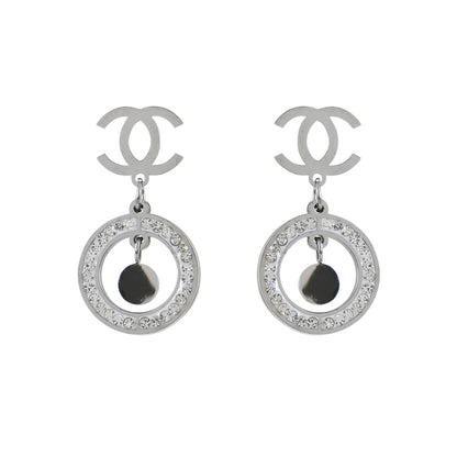 Silver Crystal Drop Earrings
