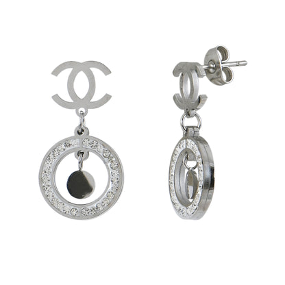 Silver Crystal Drop Earrings