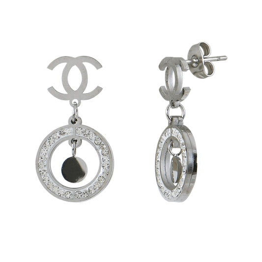 Silver Crystal Drop Earrings