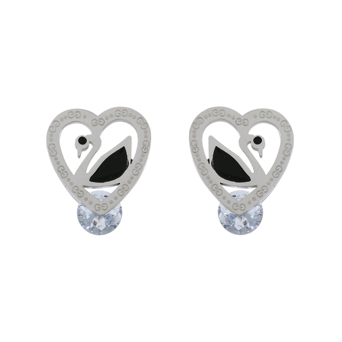 Silver Swan Stud Earrings