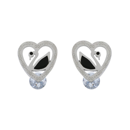 Silver Swan Stud Earrings