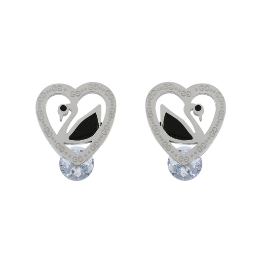 Silver Swan Stud Earrings