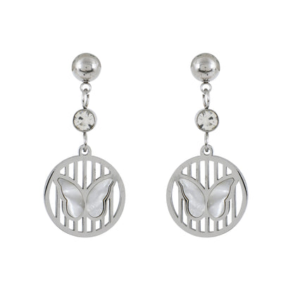 Silver Butterfly Drop Earrings