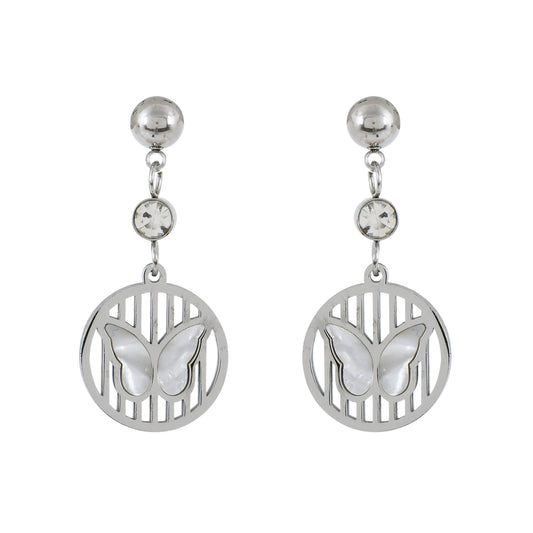 Silver Butterfly Drop Earrings