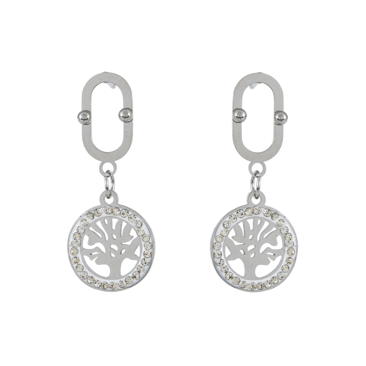 Silver Tree Drop Earrings