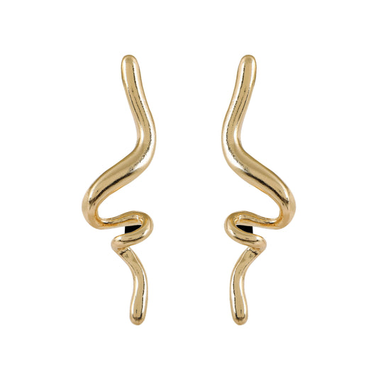 Gold Wave Drop Earrings