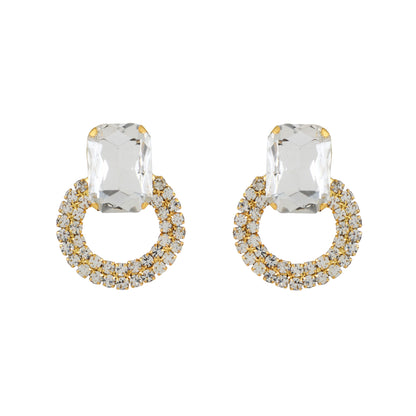 Gold Crystal Hoop Studs