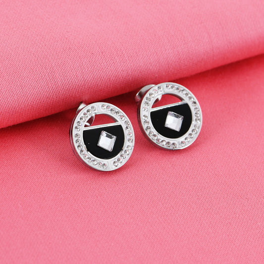 Silver Geometric Crystal Studs