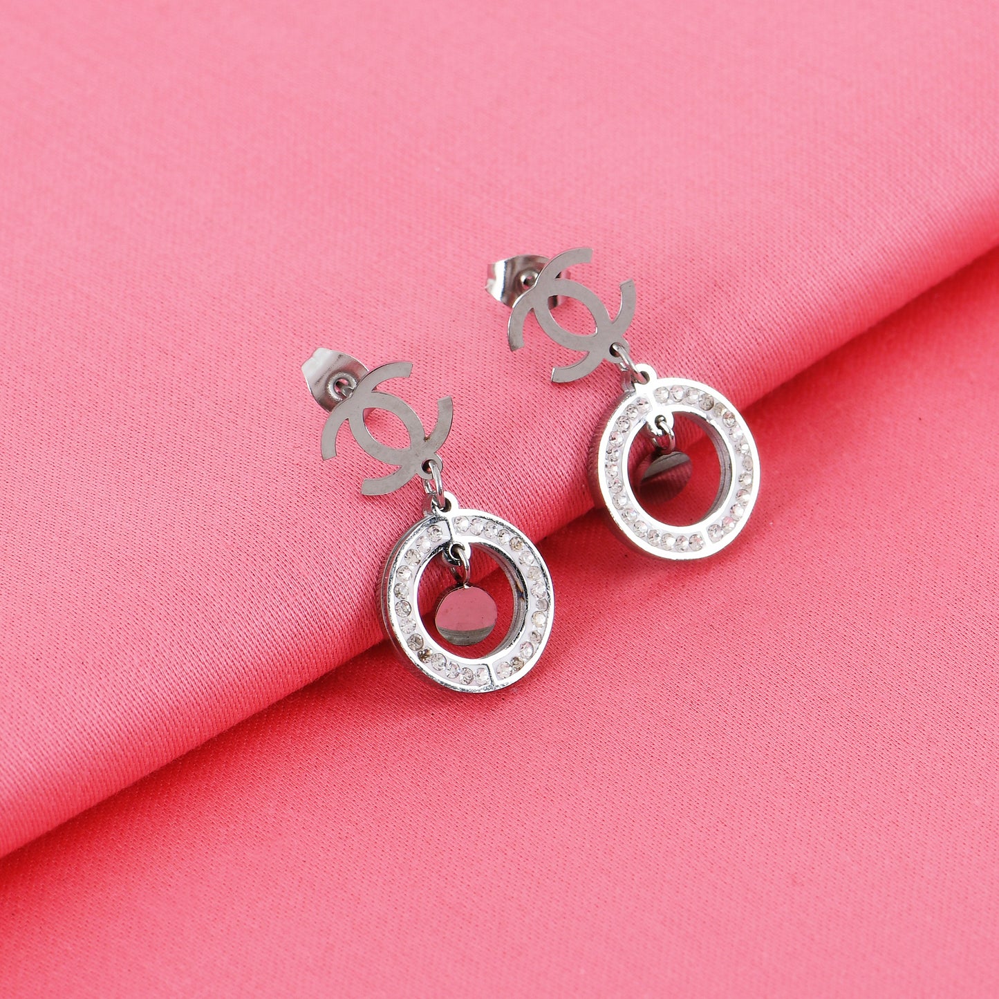Silver Crystal Drop Earrings