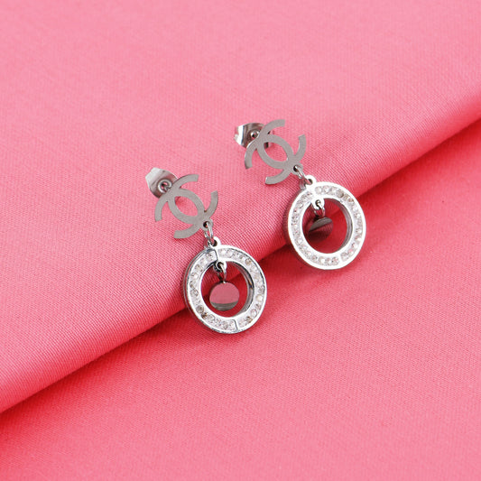 Silver Crystal Drop Earrings