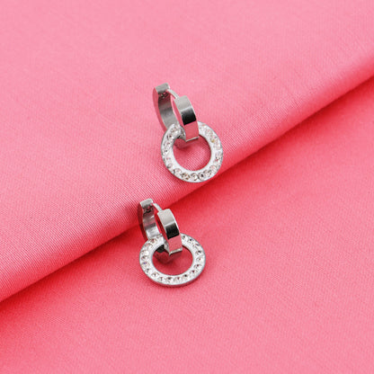 Silver Geometric Drop Earrings