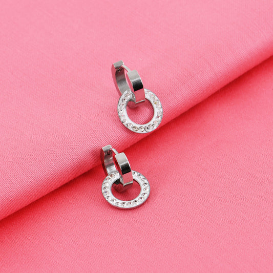 Silver Geometric Drop Earrings