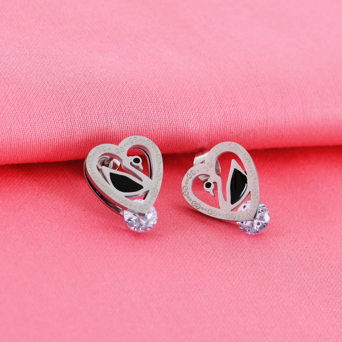 Silver Swan Stud Earrings