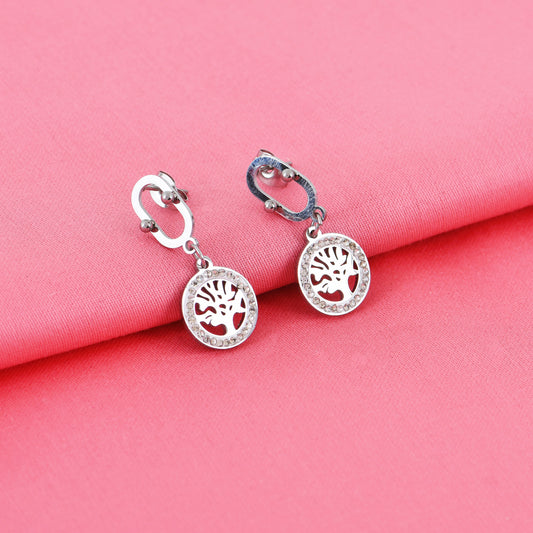 Silver Tree Drop Earrings