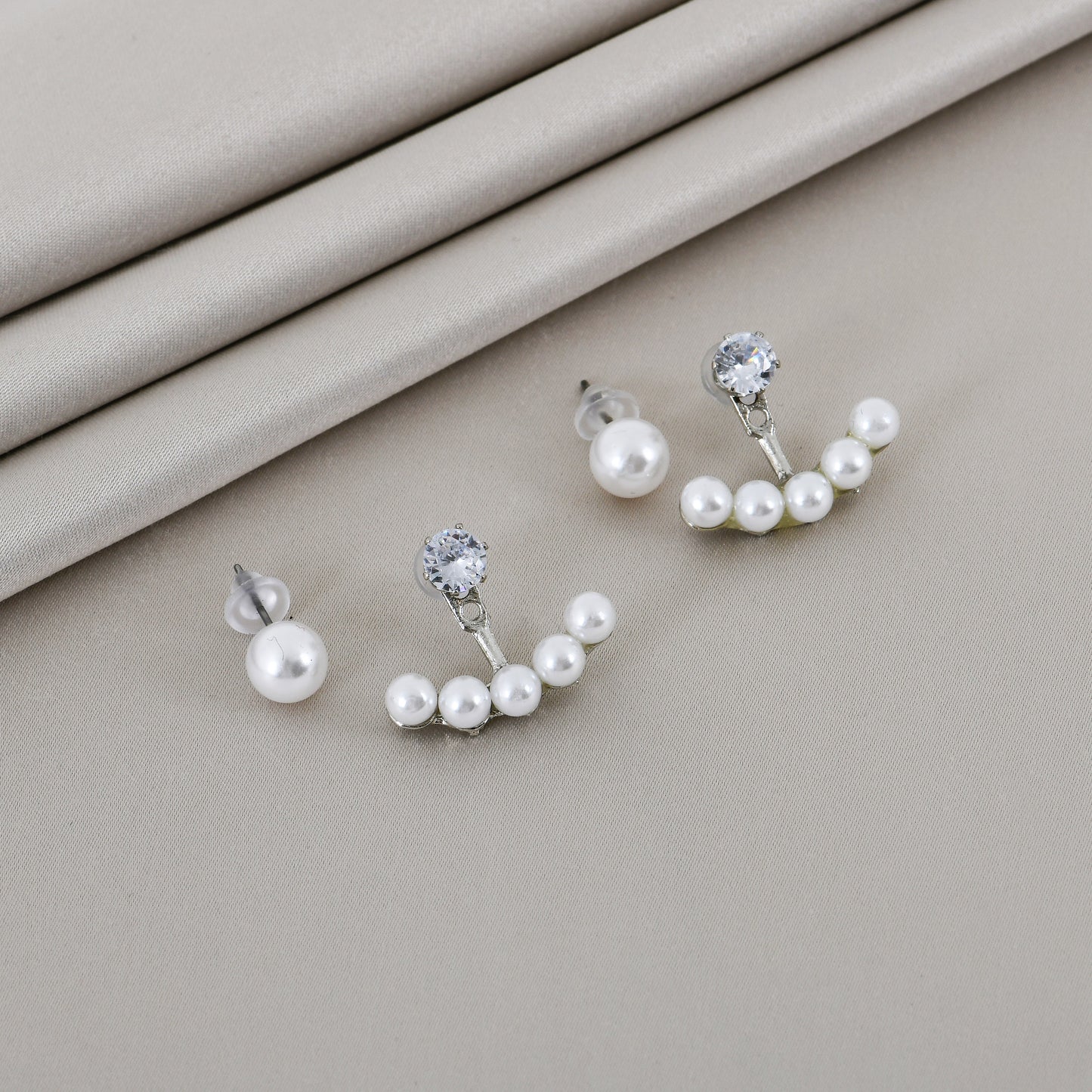 Silver Pearl Ear Jackets