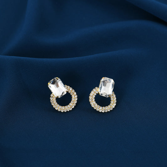 Gold Crystal Hoop Studs