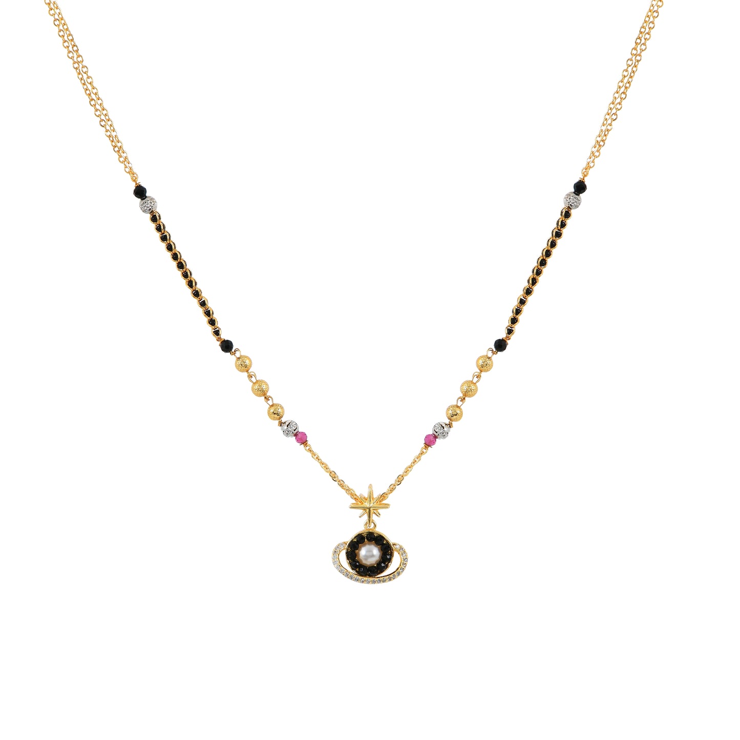 Gold Planet Pearl Mangalsutra