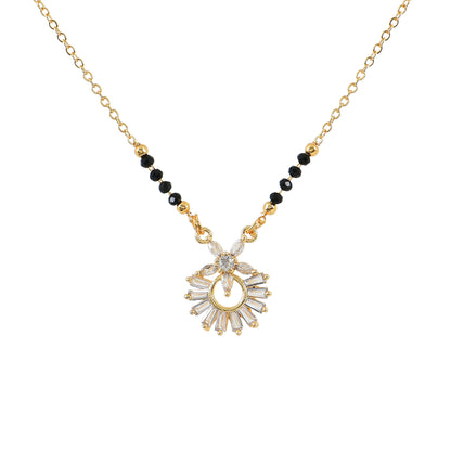 Gold Sunburst CZ Mangalsutra For Women
