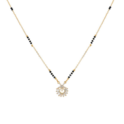 Gold Sunburst CZ Mangalsutra For Women