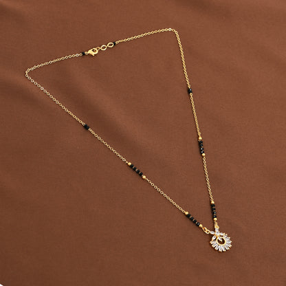 Gold Sunburst CZ Mangalsutra For Women