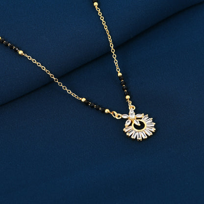 Gold Sunburst CZ Mangalsutra For Women