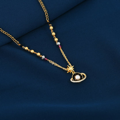 Gold Planet Pearl Mangalsutra