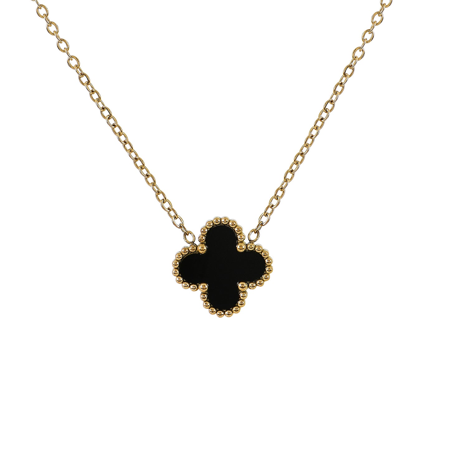 Gold Black Clover Necklace