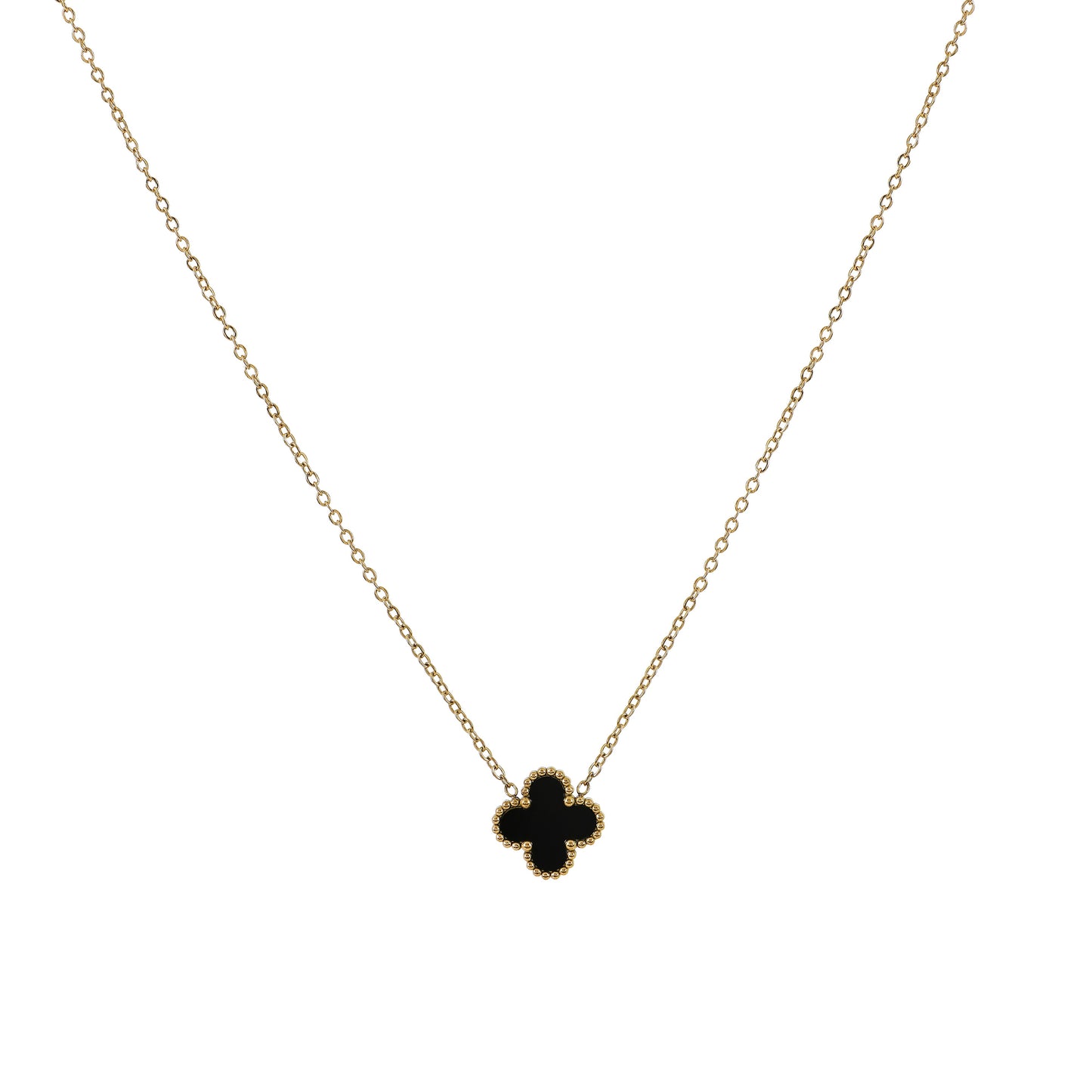 Gold Black Clover Necklace