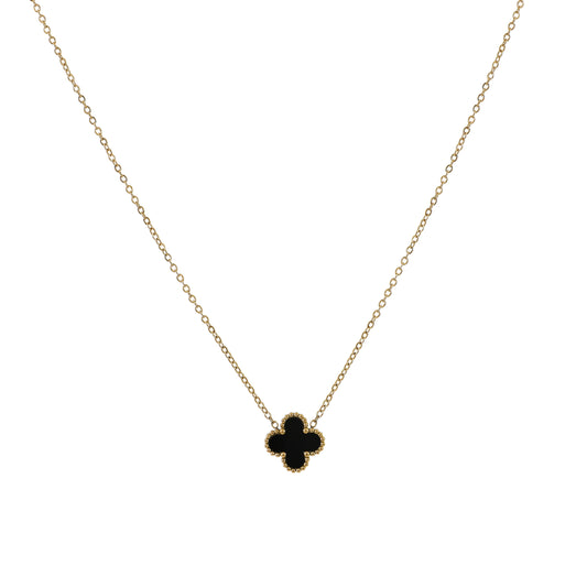Gold Black Clover Necklace