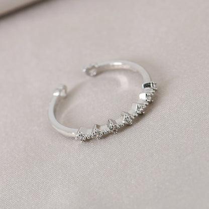 Chevron Band Silver Ring For Women