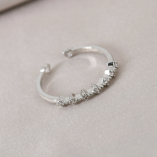 Chevron Band Silver Ring For Women